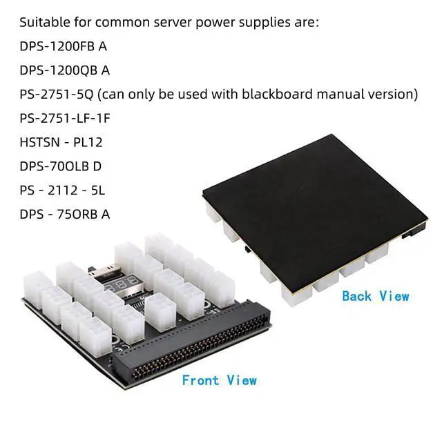 Alt view image 4 of 7 - 64 Pin to ATX 6 Pin GPU Power Adapter 12V Server Power Supply Breakout Board with LED Voltage Display (17Port 6pin)