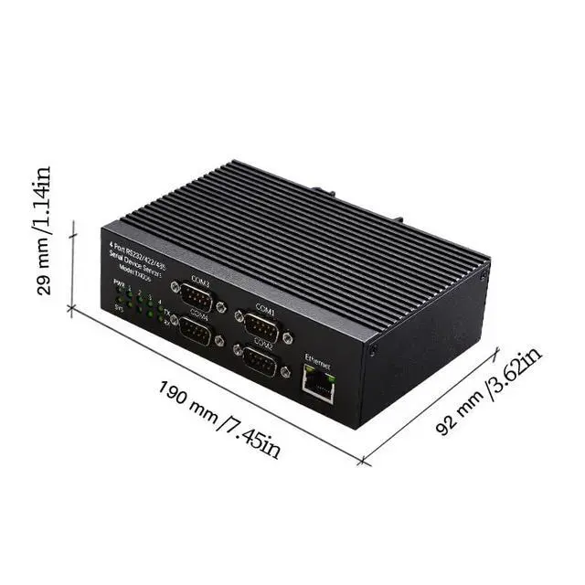 Alt view image 7 of 7 - 4 Port RS485 RS232 RS422 Serial Device Server DIN Rail Mount Industrial Ethernet Converter 10 100Mbps Multi Protocol Serial to Network Module