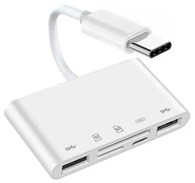 Main image of USB-C USB 2.0 Type C to TF Micro SD SDXC Dual USB3.0 Female 5 in 1 Card Reader PD 27W Adapter for Laptop Tablet Phone