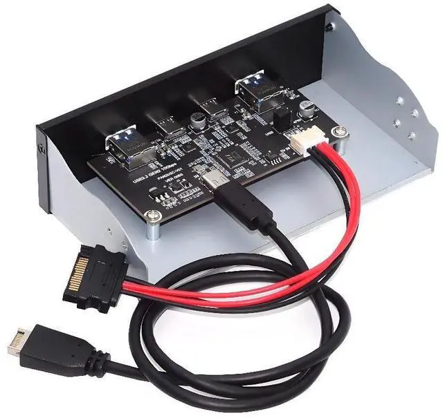 Main image of 4-Port Internal USB 3.1 Gen 2 Front Panel Hub(2X Type-A + 2X Type-C) for 5.25" Bay Connects to Motherboard Type-E Header
