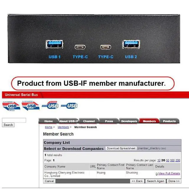 Alt view image 7 of 7 - 4-Port Internal USB 3.1 Gen 2 Front Panel Hub(2X Type-A + 2X Type-C) for 5.25" Bay Connects to Motherboard Type-E Header
