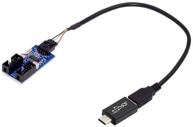Main image of USB 3.1 to 9Pin 10 Pin Motherboard HUB USB-C to USB 2.0 Type-A Male 1 to 2 Female Motherboard 9pin 10pinHeader HUB Adapter Port Multiplier