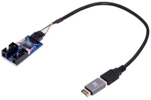 Main image of Front Panel USB 3.1 Header Male Type-E to Motherboard 9pin 10pin Header USB 2.0 Type-A Male 1 to 2 Female HUB Adapter Port Multiplier