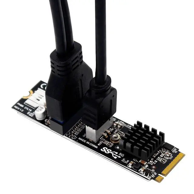 Alt view image 4 of 7 - PH69 M.2 MKEY PCIe to Front USB3.1 Type-E&C+19/20P Expansion Card with Small 4Pin Power Supply Interface