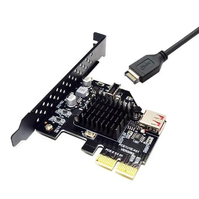 Alt view image 2 of 6 - USB 3.1 Front Panel Socket & USB 2.0 to PCI-E Express Card Adapter for Motherboard