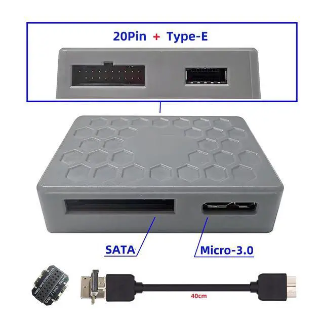 Alt view image 3 of 7 - USB 3.1 Front Type-E or 19/20Pin Header or Micro-USB3.0 Splitter HUB 5Gbps to USB 3.0 19/20Pin and Type-E Socket Dual Ports Female PCBA Type Adapter