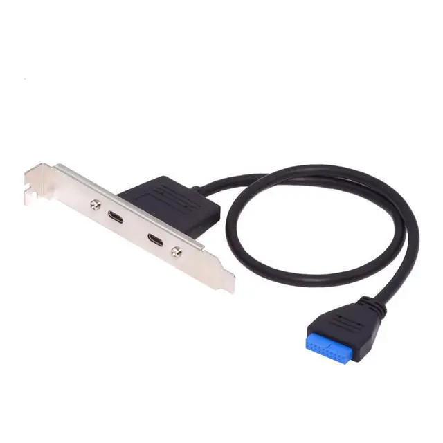 Main image of 5Gbps 19/20Pin USB3.0 Motherboard to Dual Ports USB-C Type-C Female PCI-E Back Panel Cable 50cm