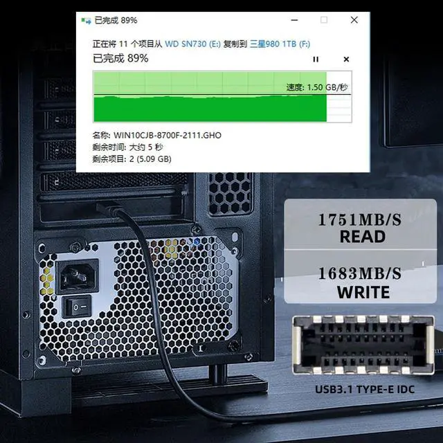 Alt view image 4 of 7 - 20Gbps USB 3.2 Gen2 Type-E IDC Front Header USB-C to PCI-E 4X Express Card Adapter for Desktop Motherboard