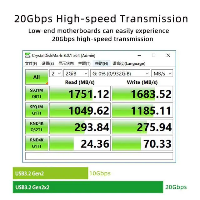 Alt view image 7 of 7 - 20Gbps USB 3.2 Gen2 Type-E IDC Front Header USB-C to PCI-E 4X Express Card Adapter for Desktop Motherboard