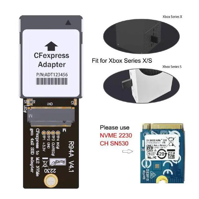 Alt view image 4 of 7 - Type-B CF-Express to NVMe 2230 M.2 M-Key CH SN530 SSD Adapter CFE for Xbox Series X&S PCIe4.0 Expansion Memory Card