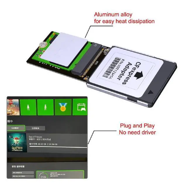 Alt view image 5 of 7 - Type-B CF-Express to NVMe 2230 M.2 M-Key CH SN530 SSD Adapter CFE for Xbox Series X&S PCIe4.0 Expansion Memory Card