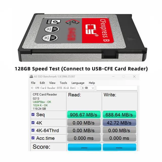 Alt view image 2 of 7 - 128GB CFexpress Memory Card Type-B CFE CFB Adapter Compatible with XS Camera 8K RAW PCIe Expansion