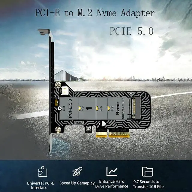 Alt view image 5 of 7 - PH4215 M2 Mkey SSD to PCIe 5.0 x4 Adapter Card M Key Expansion Compatible with M.2 NVMe 2230 2242 2260 2280 SSD (with Half Baffle)