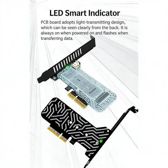 Alt view image 7 of 7 - PH4215 M2 Mkey SSD to PCIe 5.0 x4 Adapter Card M Key Expansion Compatible with M.2 NVMe 2230 2242 2260 2280 SSD (with Full Baffle)