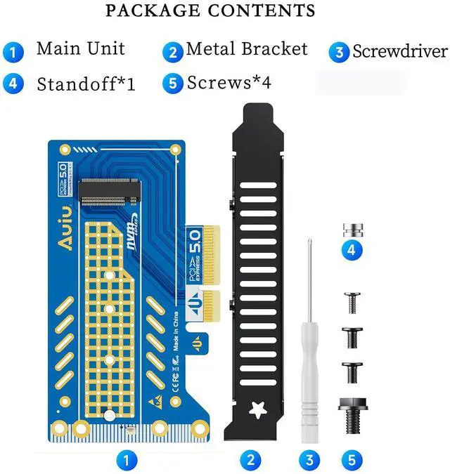 Alt view image 4 of 7 - PCIE to M.2 NVMe B+M Key Expansion Card High Speed Support NVMe 2230 2240 2260 2280 SSD Support PCIe X4 X8 X16 (PCIe5.0 x4 Card Set4)