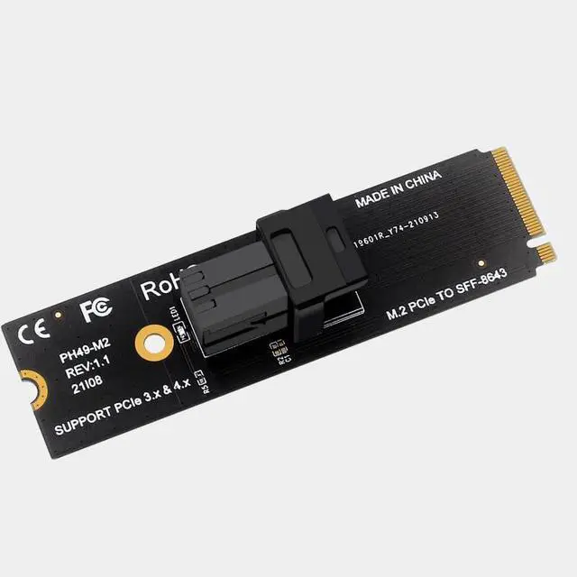Alt view image 7 of 7 - PH49-M2 M.2 NGFF Mkey PCIe4.0 X4 to SFF8639 SFF8643 Expansion Card 64GT/S Compatible with M.2 NVMe 2280 SSD