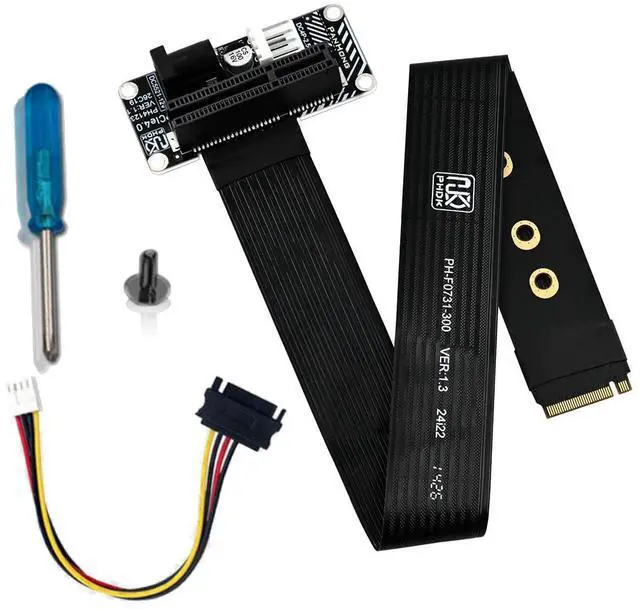 Main image of PH4123 M.2 M-Key to PCIe 4.0 x4 Extension Cable 64Gbps, Compatible with PCIe 4.0/3.0/2.0, FPC Flexible Ribbon, for NVMe SSD or External PCIe Devices (PH4123A-30cm)