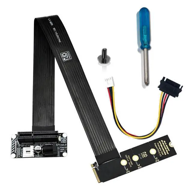 Main image of PH4123 M.2 M-Key to PCIe 4.0 x4 Extension Cable 64Gbps, Compatible with PCIe 4.0/3.0/2.0, FPC Flexible Ribbon, for NVMe SSD or External PCIe Devices (PH4123B-20cm)