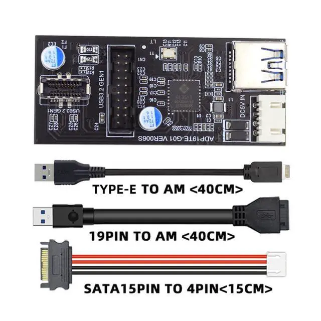 Alt view image 2 of 7 - 19/20Pin Header to 5Gbps USB 3.0 20Pin & Type-E Dual Ports Female PCBA Type Adapter Splitter 1 to 2 HUB