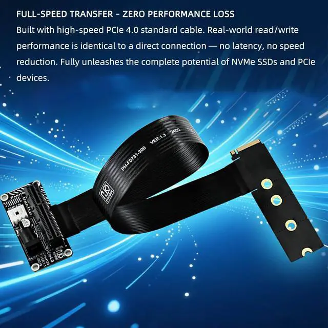 Alt view image 5 of 5 - PH4123 M.2 M-Key to PCIe 4.0 x4 Extension Cable 64Gbps, Compatible with PCIe 4.0/3.0/2.0, FPC Flexible Ribbon, for NVMe SSD or External PCIe Devices (PH4123B-20cm)