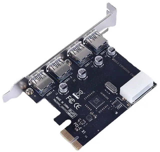 Main image of PCIe 3.0 X1 to USB 3.0 Expansion Card 4-Port USB High-Speed Internal Adapter for Desktop PCs, PCI Express to USB 3.0 Hub
