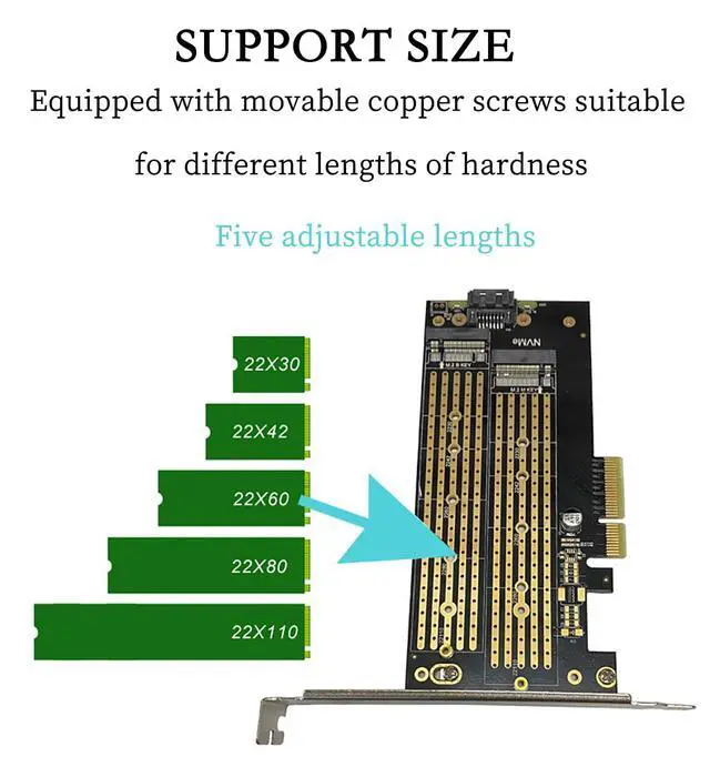 Alt view image 2 of 6 - PCIe 3.0 to M.2 NVMe/NGFF SSD Adapter Card High-Speed Expansion for Desktop PCs, Supports M Key/B Key/B&M Key, 2230 to 22110 Size Compatibility (Single Slot NVMe MKey)