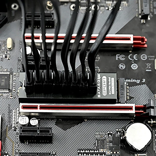Alt view image 6 of 7 - M.2 to SATA3.0 9Port 8Port Adapter, PCIe 3.0 x2 16Gbps, SATA3.0 6Gbps Expander Card with Aluminum Case, Support 2.5/3.5 Inch HDD/SSD (PH518PLUS, 8port)