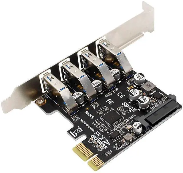 Main image of PH64 PCIe3.0 X1 to 4Port USB3.0 Expansion Card 5Gbps for 2U/4U Chassis Dual Power Supply Compatible with Wins XP, Vista, Wins 7,Wins8,Wins10