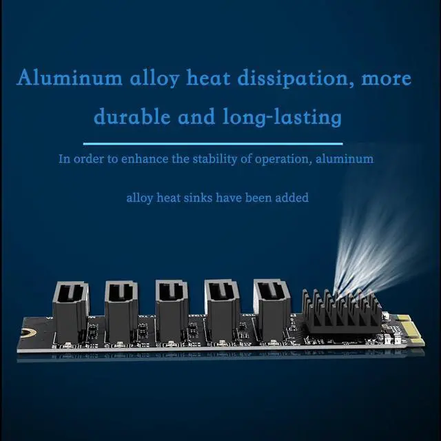 Alt view image 5 of 7 - PH57 M.2 NGFF Bkey to 5Ports SATA III Expansion Card 6Gbps with LED Indicator Support Computer with SATA PM Function