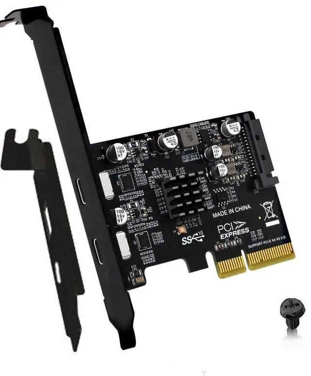 Main image of PH65CC PCIE3.0 to USB3.1 + USB-C Expansion Card 10Gbps with Full and Half Baffle Support PCI-E X4 X8 X16