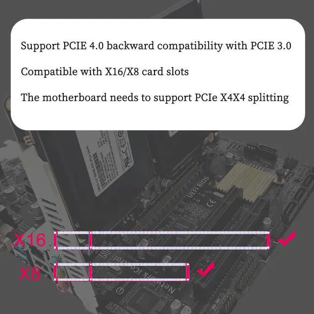 Alt view image 4 of 7 - PH46-2 PCIE4.0 X8 to Dual Disk SFF8639 U.2 NVME and SATA 2.5" HDD Extension Card Support X4X4 Split