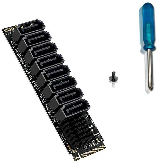 Main image of PH518 M.2 M Key to 8 Port SATA 3.0 Expansion Card PCIe 3.0 x2 Mkey Adapter for NAS and Storage Systems Compatible with Thunderbolt Enclosures NVMe SATA HDD SSD (PH518)