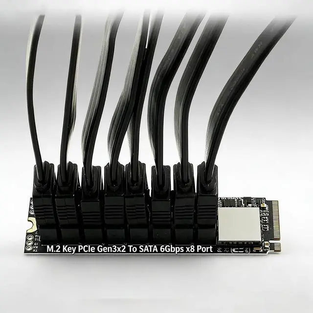Alt view image 5 of 7 - PH518 M.2 M Key to 8 Port SATA 3.0 Expansion Card PCIe 3.0 x2 Mkey Adapter for NAS and Storage Systems Compatible with Thunderbolt Enclosures NVMe SATA HDD SSD (PH518)