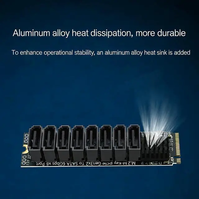 Alt view image 7 of 7 - PH518 M.2 M Key to 8 Port SATA 3.0 Expansion Card PCIe 3.0 x2 Mkey Adapter for NAS and Storage Systems Compatible with Thunderbolt Enclosures NVMe SATA HDD SSD (PH518)