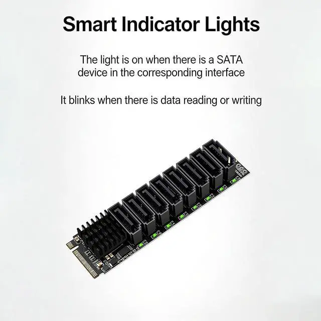 Alt view image 6 of 7 - PH518 M.2 M Key to 8 Port SATA 3.0 Expansion Card PCIe 3.0 x2 Mkey Adapter for NAS and Storage Systems Compatible with Thunderbolt Enclosures NVMe SATA HDD SSD (PH518)
