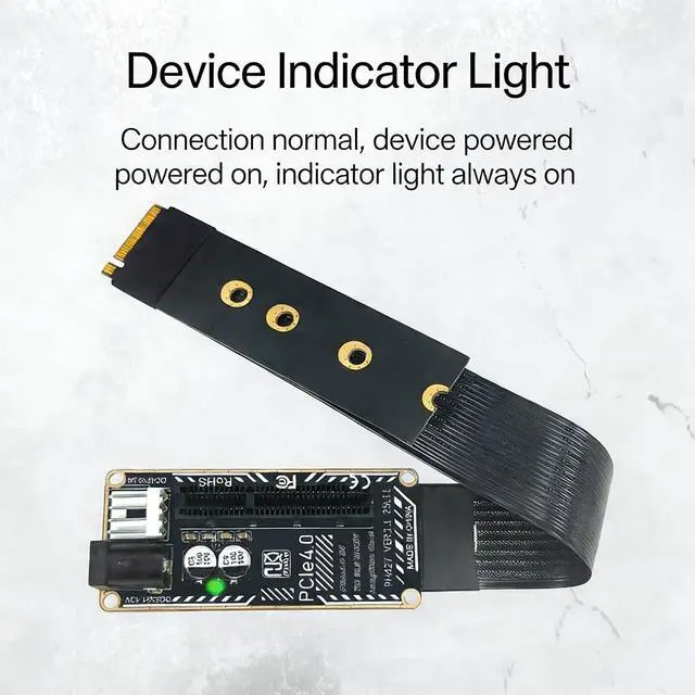 Alt view image 7 of 7 - PH427 PCIe 4.0 x4 to M.2 M Key Extension Cable Adapter 64Gbps for External GPU and SSD Expansion Flexible FPC Riser Compatible with NVMe 2230 2242 2260 2280 Slots (PH427A-15)