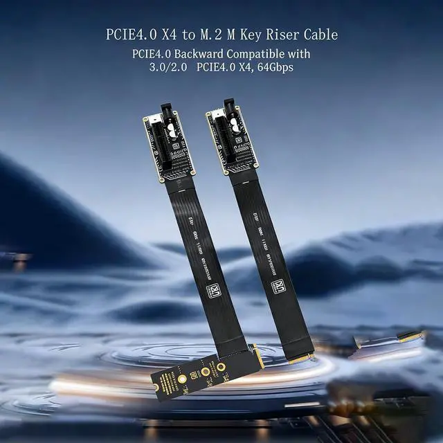 Alt view image 5 of 7 - PH427 PCIe 4.0 x4 to M.2 M Key Extension Cable Adapter 64Gbps for External GPU and SSD Expansion Flexible FPC Riser Compatible with NVMe 2230 2242 2260 2280 Slots (PH427B-15)