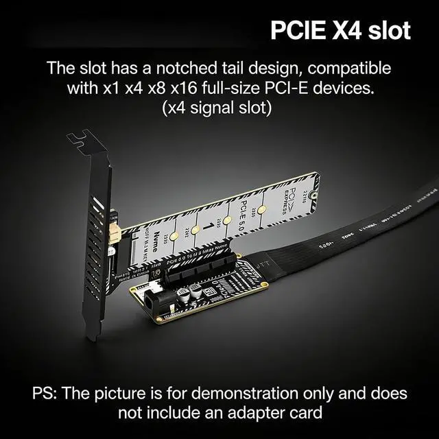 Alt view image 6 of 7 - PH427 PCIe 4.0 x4 to M.2 M Key Extension Cable Adapter 64Gbps for External GPU and SSD Expansion Flexible FPC Riser Compatible with NVMe 2230 2242 2260 2280 Slots (PH427B-15)