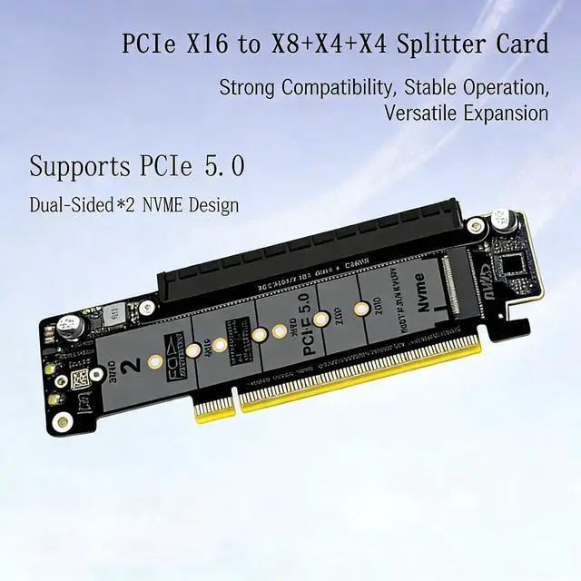 Alt view image 3 of 7 - PH4235 PCIe 5.0 x16 to Dual M.2 Mkey Adapter Card Supports x8 x4 x4 Split for High Speed SSD Expansion Bifurcation Compatible with Mkey NVMe 2230 2242 2260 2280 22110 SSD