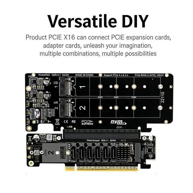 Alt view image 7 of 7 - PH4235 PCIe 5.0 x16 to Dual M.2 Mkey Adapter Card Supports x8 x4 x4 Split for High Speed SSD Expansion Bifurcation Compatible with Mkey NVMe 2230 2242 2260 2280 22110 SSD