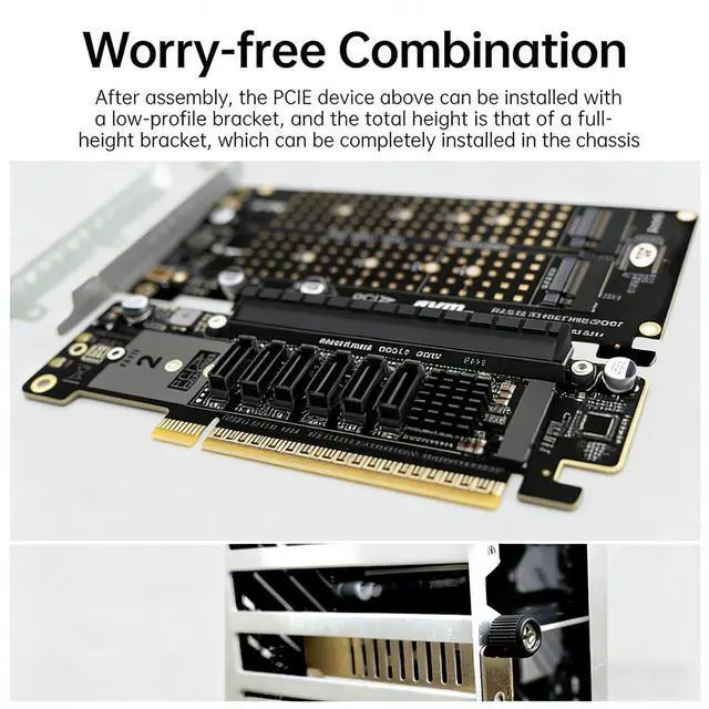 Alt view image 6 of 7 - PH4235 PCIe 5.0 x16 to Dual M.2 Mkey Adapter Card Supports x8 x4 x4 Split for High Speed SSD Expansion Bifurcation Compatible with Mkey NVMe 2230 2242 2260 2280 22110 SSD