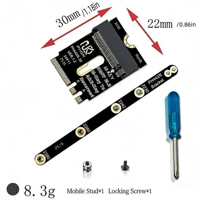Alt view image 3 of 6 - PH442RH M2 A and E Key to M Key SSD Adapter Card PCIe 4.0 Raised Extension Converter Compatible with Wi Fi Slot NVMe 2230 2242 2260 2280 SSD