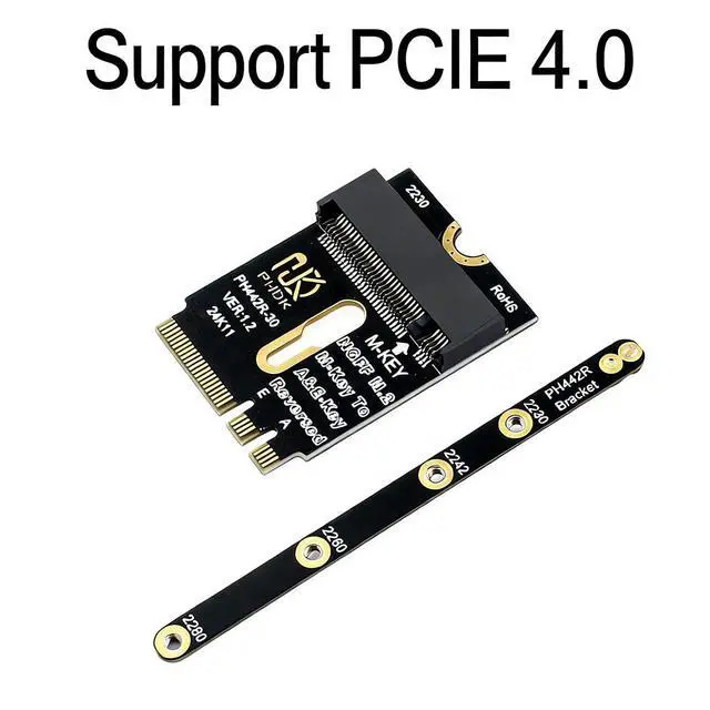 Alt view image 4 of 6 - PH442RH M2 A and E Key to M Key SSD Adapter Card PCIe 4.0 Raised Extension Converter Compatible with Wi Fi Slot NVMe 2230 2242 2260 2280 SSD