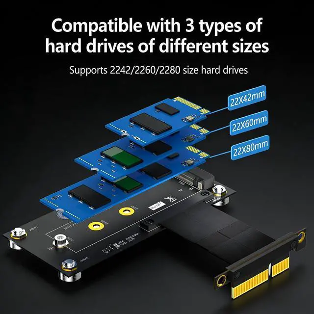 Alt view image 3 of 7 - PCIe 3.0 X1 to M.2 M Key Adapter Card SSD Expansion Converter Compatible with NVMe Protocol SSD Support PCIe X1 X4 X8 X16 Slots (10CM/3.94in)