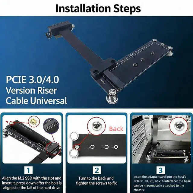 Alt view image 6 of 7 - PCIe 3.0 X1 to M.2 M Key Adapter Card SSD Expansion Converter Compatible with NVMe Protocol SSD Support PCIe X1 X4 X8 X16 Slots (10CM/3.94in)