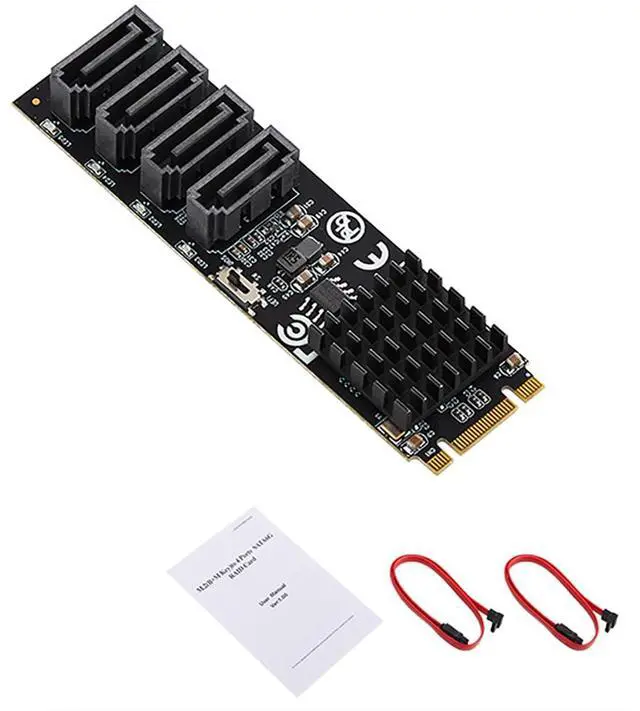 Main image of M.2 (B+M Key) to 4-Port SATA 6Gbps RAID Controller Card, 9236 Chip SATA 3.0 Expansion Adapter Supports RAID 0/1/10 High-Speed SSD/HDD PCIe M.2 RAID Card
