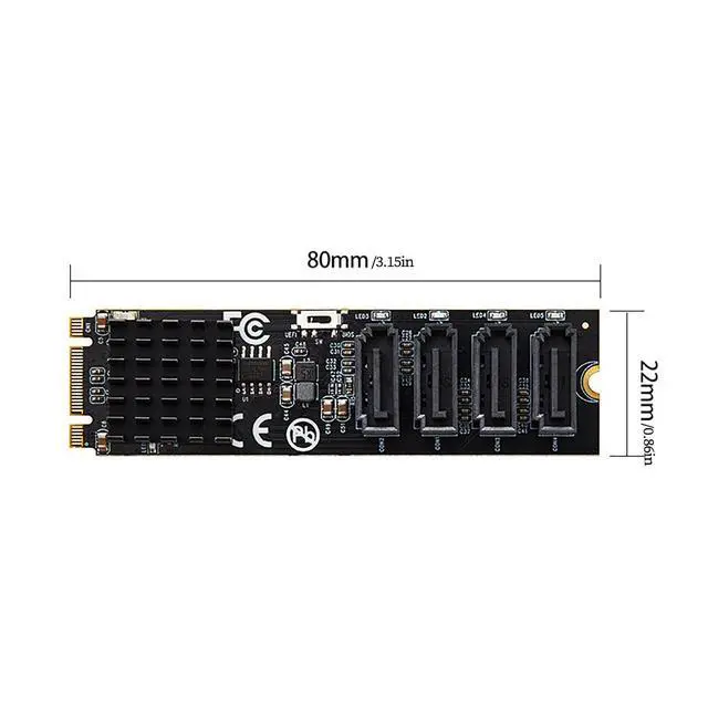 Alt view image 6 of 7 - M.2 (B+M Key) to 4-Port SATA 6Gbps RAID Controller Card, 9236 Chip SATA 3.0 Expansion Adapter Supports RAID 0/1/10 High-Speed SSD/HDD PCIe M.2 RAID Card