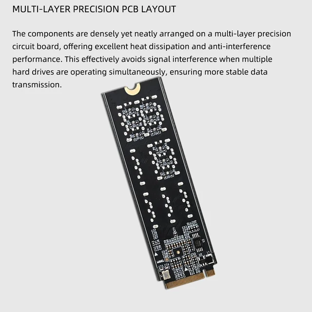 Alt view image 6 of 7 - M.2 to SATA3.0 9Port 8Port Adapter, PCIe 3.0 x2 16Gbps, SATA3.0 6Gbps Expander Card with Aluminum Case, Support 2.5/3.5 Inch HDD/SSD (PH519PLUS, 9port)