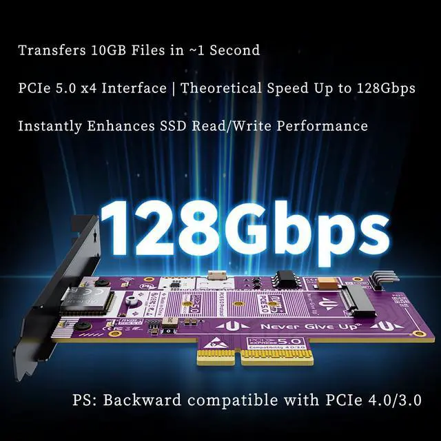 Alt view image 6 of 7 - P560RPO PCIe 5.0 X16 to M.2 NVMe SSD Adapter Card 128GBps Full-Speed Expansion Board with Aluminum Alloy Heatsink, 10000MB/s Transfer, Stable Signal, Wide Compatibility