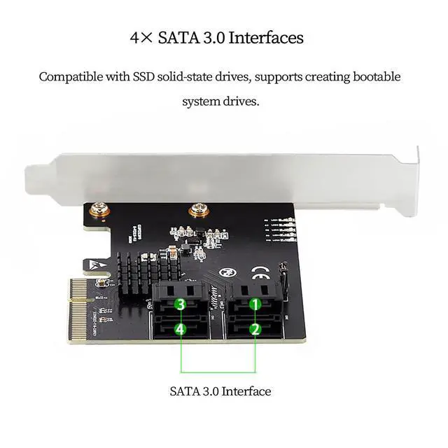 Alt view image 4 of 7 - PCIe X4 to 4-Port SATA 6Gbps RAID Controller Card, 9236 Chip SATA3.0 Expansion Adapter Supports RAID 0/1/10 4 SATA III Hard Drive PCI Express Card
